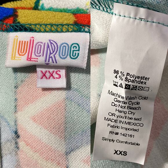 NEW LuLalRoe Amelia Dress Colorful Fit Flare Geometric Pattern Pleat Stretch XXS - Picture 11 of 16